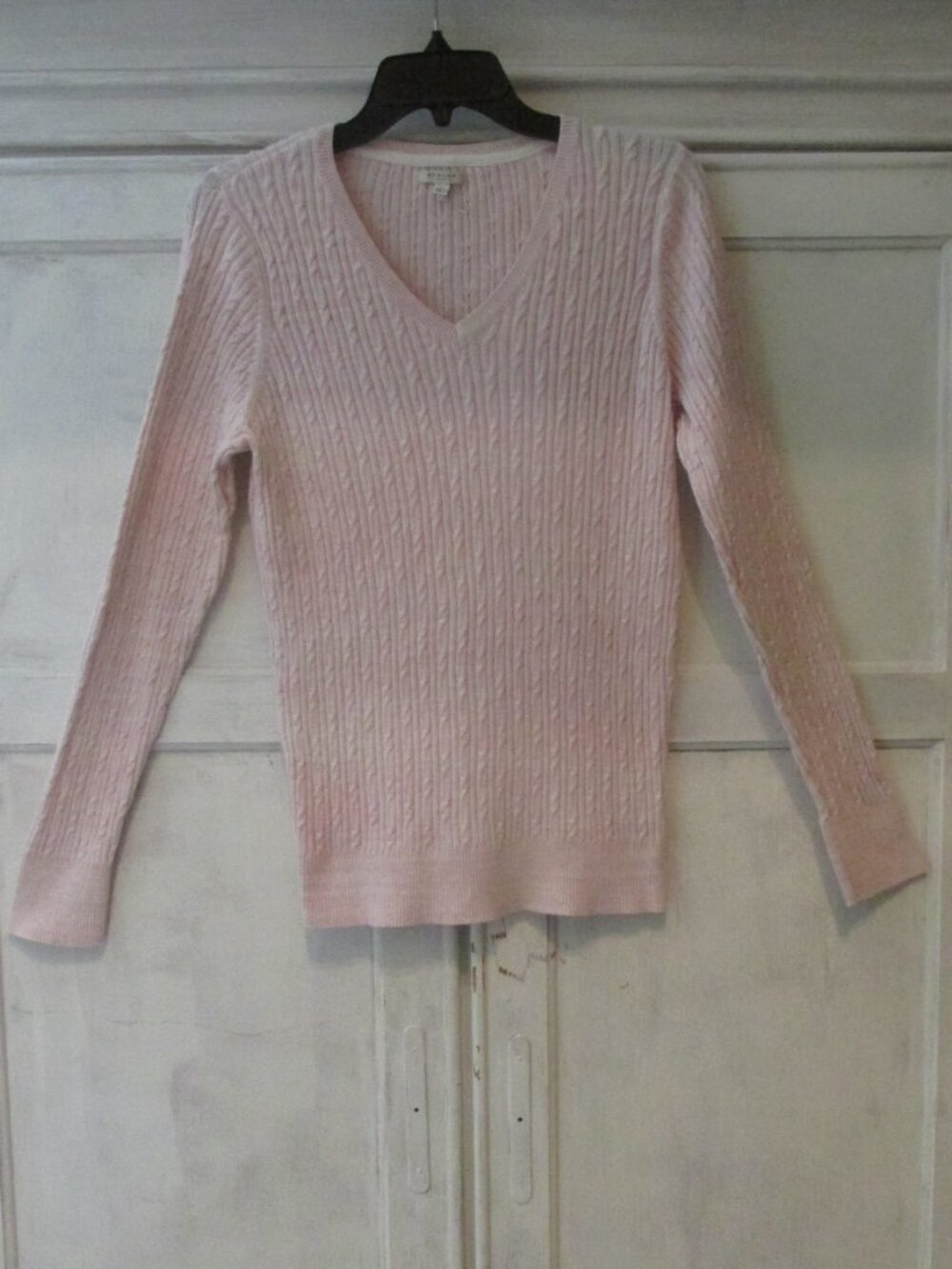 SONOMA WOMEN'S SIZE L PINK VARIEGATED SWEATER V NECK CABLE KNIT PULLOVER TOP LS
